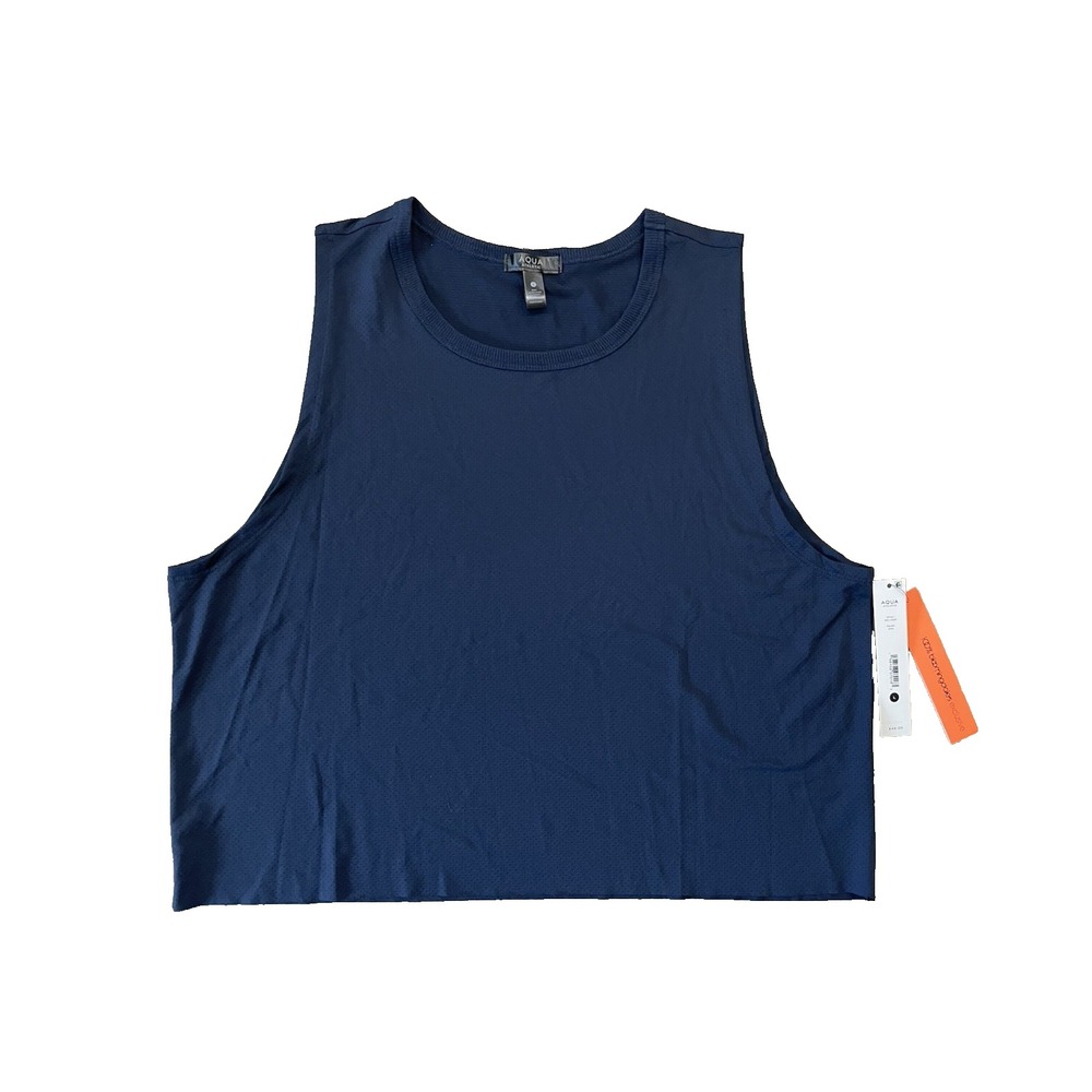 NWT Bloomingdales Aqua Athletic Navy Perforated Mesh Tank Top Retail $48 Sz L